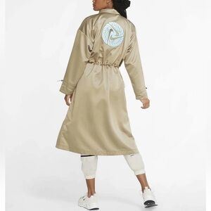Nike Icon Clush Satin Long Oversized Sportwear Logo Graphic Jacket